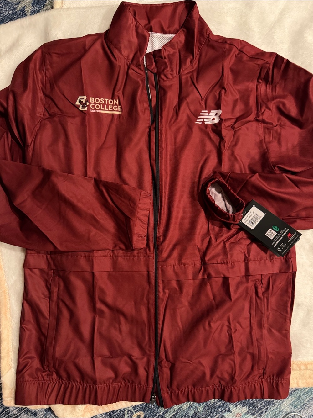 New Balance Boston College Skiing Men's Maroon Lightweight Windbreaker Jacket
